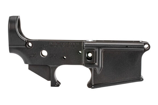 Sons of Liberty Gun Works Scalper AR15 stripped lower receiver features Peace Pipe, Head Canoe, and War Party engravings